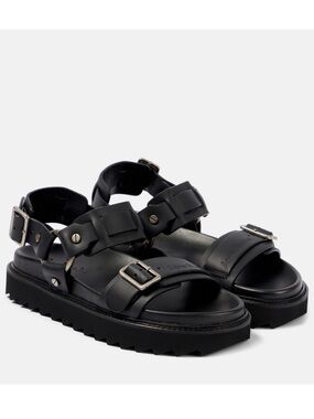 NIB Acne Studios Debossed leather platform sandals Black 8